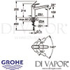 Grohe Eurodisc Cosmopolitan Single-Lever Sink Mixer Tap Dimensions